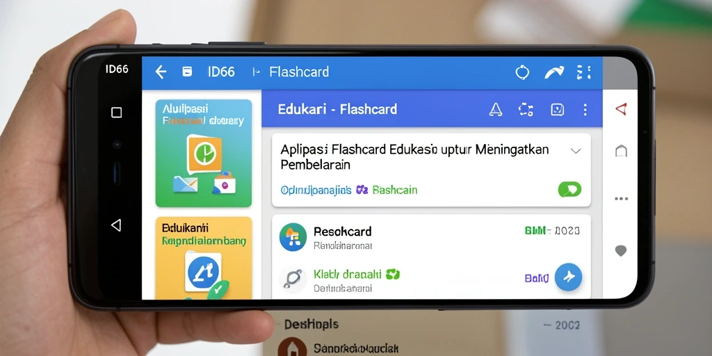 Antarmuka aplikasi Flashcard ID66 yang interaktif dan menarik.