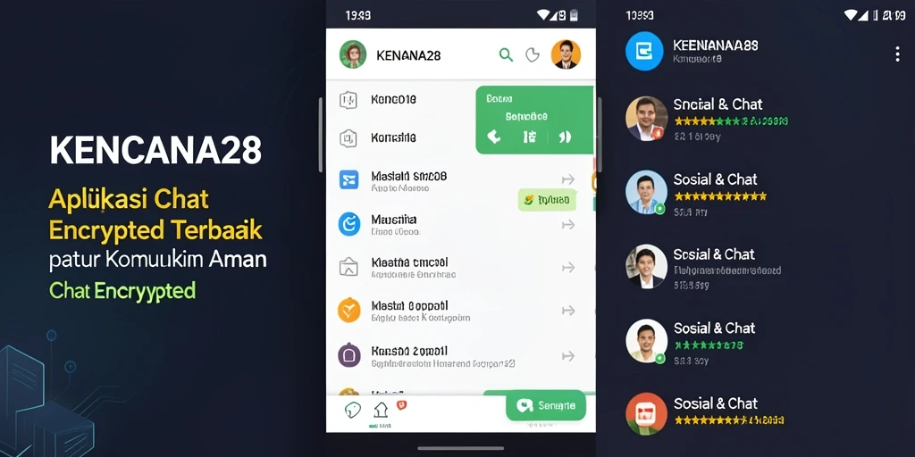 Tampilan antarmuka aplikasi KENCANA28 dengan fitur Chat Encrypted yang aman.