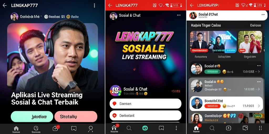 Antarmuka Live Streaming dinamis dan interaktif dengan berbagai fitur.