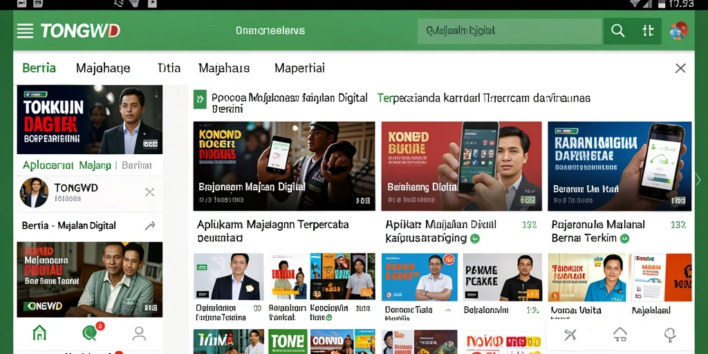 Tampilan antarmuka aplikasi TONGWD dengan berita terbaru.