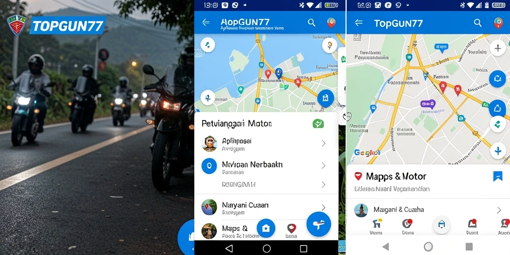 Tampilan antarmuka aplikasi TOPGUN77 untuk navigasi motor.