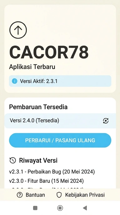 Riwayat Versi Cacor78 untuk Pengguna Android